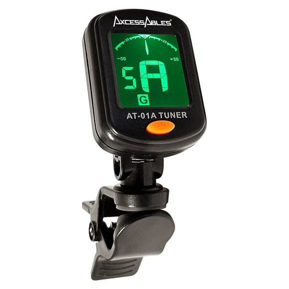 AxcessAbles Mini 2-inch Clip-on Ukulele Tuner | Chromatic Guitar Tuner | Clip-on Instrument Tuner for Acoustic Guitar, Electric Guitar, Bass Guitar, Violin, Ukulele (AT-01A)