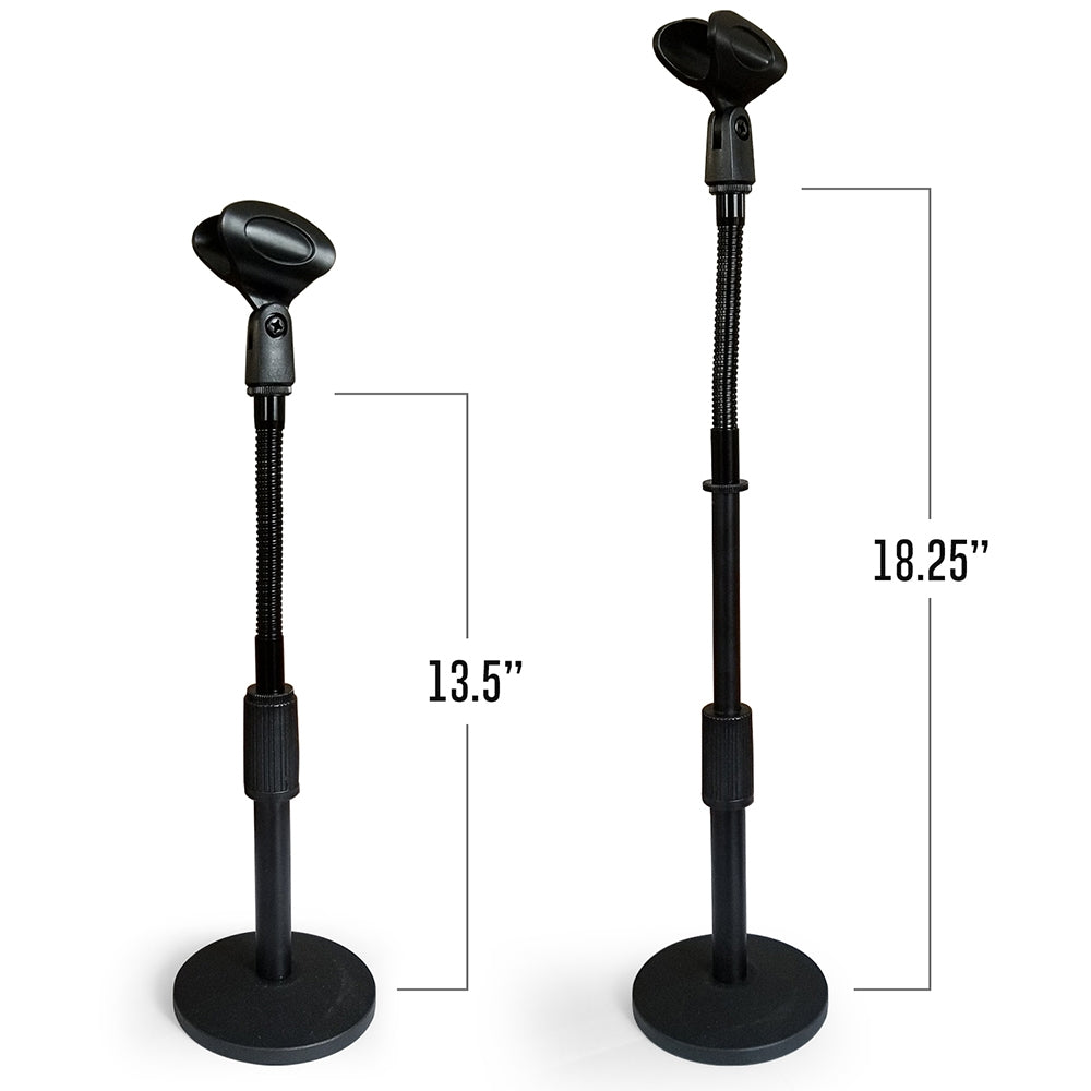 AxcessAbles Round Base Desktop Microphone Stand with Adjustable Gooseneck and Mic Clip Compatible with Dynamic Microphones SM57 SM58 SM48 BETA 57 E945 E845 E835 XM1800S | CM-213