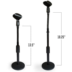 AxcessAbles Round Base Desktop Microphone Stand with Adjustable Gooseneck and Mic Clip Compatible with Dynamic Microphones SM57 SM58 SM48 BETA 57 E945 E845 E835 XM1800S | CM-213 (2-Pack)