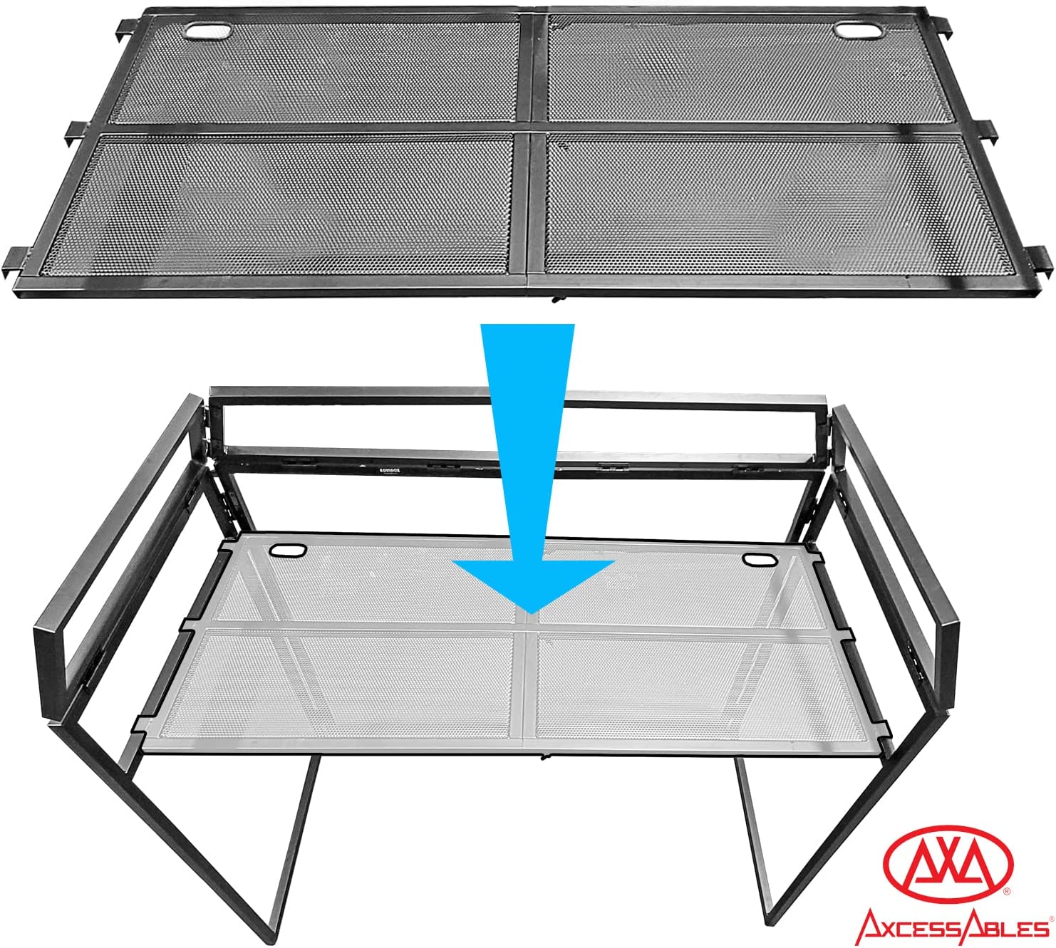 AxcessAbles DJ Booth XL Portable DJ Facade Booth Table with Black and White Scrims, Carry Case | 58" x 29" x 52" | DJ Mixer Stand - Open Box