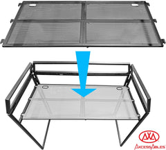 AxcessAbles DJ Booth XL Portable DJ Facade Booth Table with Black and White Scrims, Carry Cases | Standing DJ Booth | DJ Controller Stand | Recording Mixer Stand| DJ Booth XL