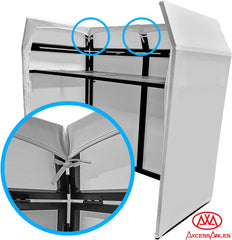 AxcessAbles DJ Booth XL Portable DJ Facade Booth Table with Black and White Scrims, Carry Case | 58" x 29" x 52" | DJ Mixer Stand - Open Box