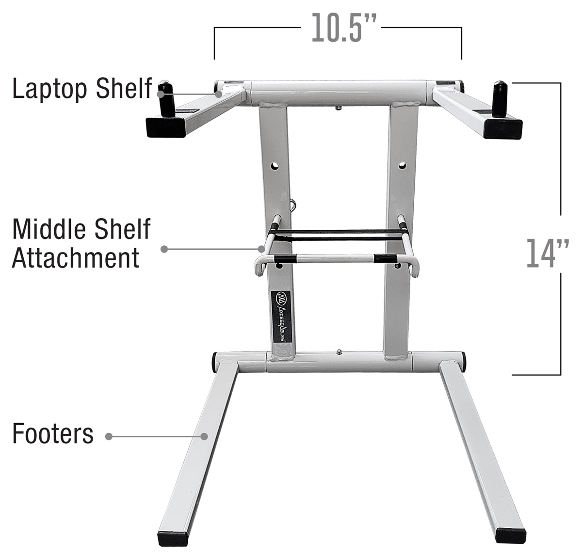 AxcessAbles DJLTS-01 DJ Tabletop Laptop Stand with Bag. For Home Office, Standing Desk, PC, Gaming, DJ, Studio. Ergonomic, Elevated Riser Compatible with MacBook (White) - Open Box