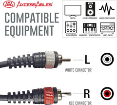 AxcessAbles Dual 1/4 Inch TS to Dual RCA Audio Interconnect Cable 6ft - 10 Pack | Dual 6.35mm Male Jack to Dual RCA | 6ft DTRS to DRCA Unbalanced Patch Cables (10-Pack)