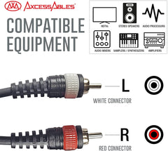 AxcessAbles Dual 1/4 Inch TS to Dual RCA Audio Interconnect Cable 6ft - 2 Pack | Dual 6.35mm Male Jack to Dual RCA | 6ft DTRS to DRCA Unbalanced Patch Cables (2-Pack)