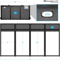 AxcessAbles Portable DJ Facade Booth Table with Black and White Scrims, Carry Cases | Standing DJ Booth - 40 x 20 | DJ Controller Stand | Recording Mixer Stand| DJ Facade for Lights (ES-01) - Open Box