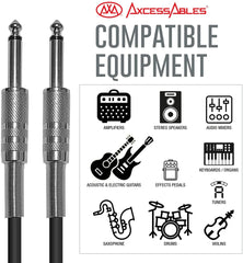 AxcessAbles 1/4 Inch to 1/4 Inch TS Guitar Audio Cable- 10ft | 6.35mm Instrument Cable | Amp Cable for Guitar | Unbalanced 1/4 Patch Cord-10ft (10-Pack)