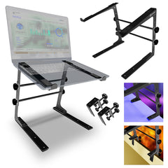 AxcessAbles DJ Laptop Stand with DJ Table Clamps | 9.25"-14" Adjustable DJ Stand for Audio Mixer| DJ Controller Stand | Compatible with 13"-16" MacBooks, HP Laptops (LTS-02 Black)