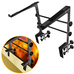 AxcessAbles DJ Laptop Stand with DJ Table Clamps | 9.25"-14" Adjustable DJ Stand for Audio Mixer| DJ Controller Stand | Compatible with 13"-16" MacBooks, HP Laptops (LTS-02 Black)