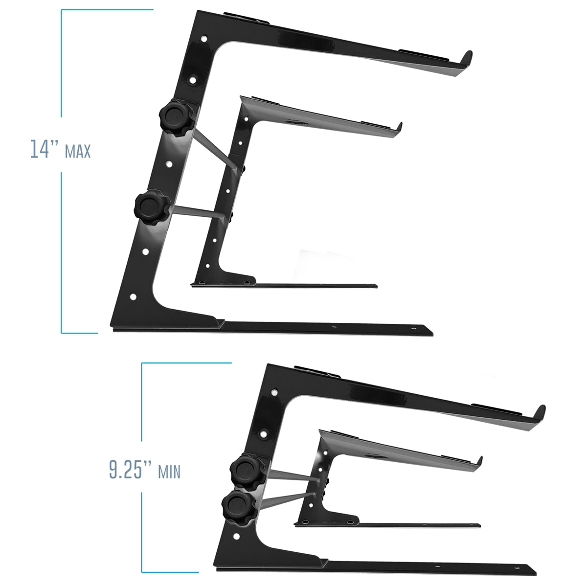 AxcessAbles DJ Laptop Stand with DJ Table Clamps | 9.25"-14" Adjustable DJ Stand for Audio Mixer| DJ Controller Stand | Compatible with 13"-16" MacBooks, HP Laptops (LTS-02 Black)
