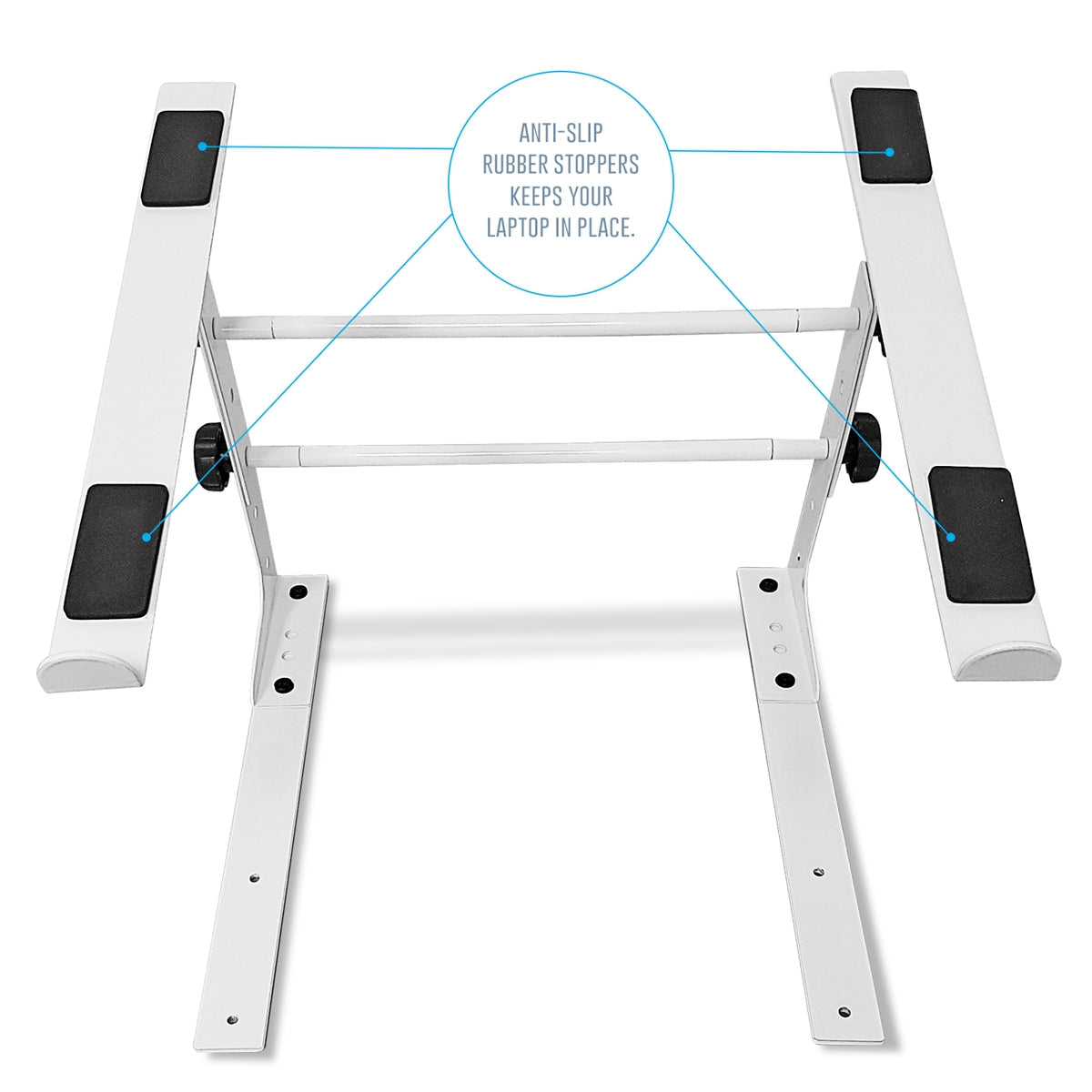 AxcessAbles DJ Controller Stand with Adjustable Height and Table Security Clamps| DJ Computer Stand| Laptop Stands for DJ, Desktop, Audio Mixers and Music Production (LTS-02 White)