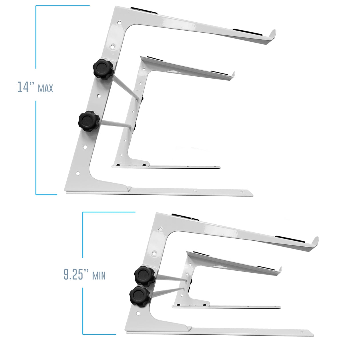 AxcessAbles DJ Controller Stand with Adjustable Height and Table Security Clamps| DJ Computer Stand| Laptop Stands for DJ, Desktop, Audio Mixers and Music Production (LTS-02 White)