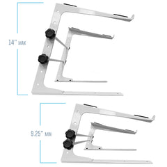 AxcessAbles DJ Controller Stand with Adjustable Height and Table Security Clamps| DJ Computer Stand| Laptop Stands for DJ, Desktop, Audio Mixers and Music Production (LTS-02 White)