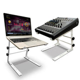 AxcessAbles DJ Controller Stand with Adjustable Height and Table Security Clamps| DJ Computer Stand| Laptop Stands for DJ, Desktop, Audio Mixers and Music Production (LTS-02 White)