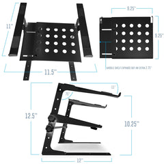 AxcessAbles Two-Tier Adjustable DJ Stand with Clamps | For DJ Controllers, Music Mixers, Laptops up to 20lbs.| DJ Controller Stand Compatible with DDJ-REV1, DDJ-FLX4 | DJ Laptop Stand (LTS-03 Black) - Open Box