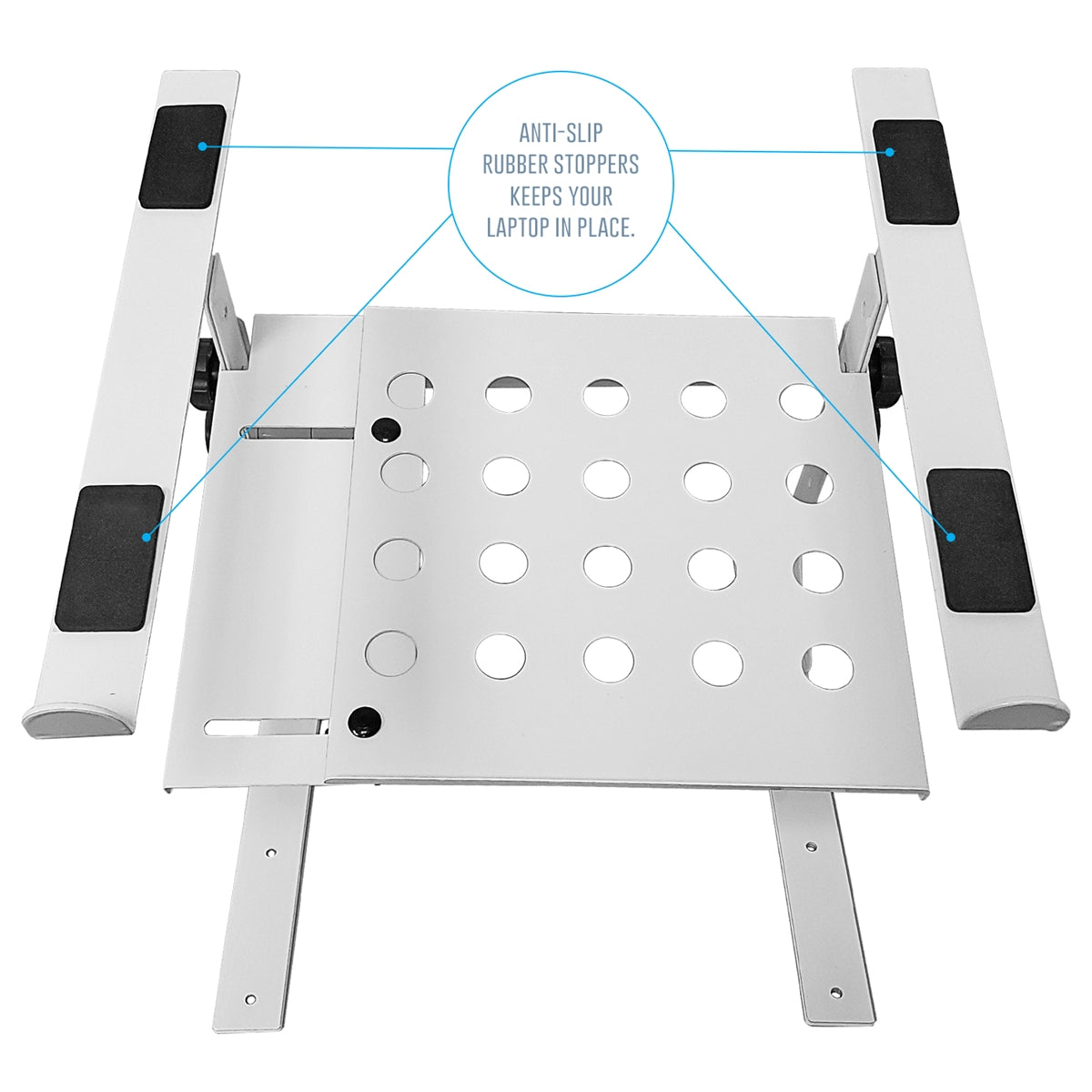 AxcessAbles Two-Tier Adjustable DJ Stand with Clamps | for DJ Controllers and Laptops up to 20lbs.| DJ Controller Stand Compatible with DDJ-REV1, DDJ-FLX4, Party Mix | DJ Laptop Stand (LTS-03 White)