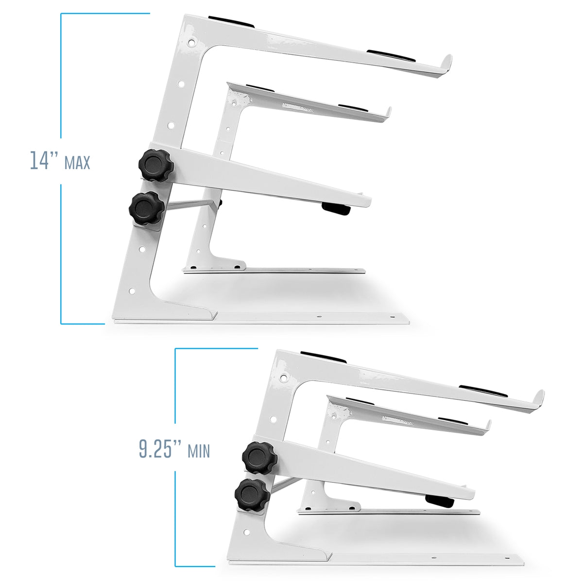 AxcessAbles Two-Tier Adjustable DJ Stand with Clamps | for DJ Controllers and Laptops up to 20lbs.| DJ Controller Stand Compatible with DDJ-REV1, DDJ-FLX4, Party Mix | DJ Laptop Stand (LTS-03 White)