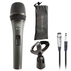 AxcessAbles MC-20 Dynamic Handheld Microphone/Mic Stand & Cable Bundle - for Live/Studio/Stage