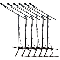AxcessAbles Dynamic MC-20 Handheld Microphone/Mic Stand/Cable Bundle (6-Pack)