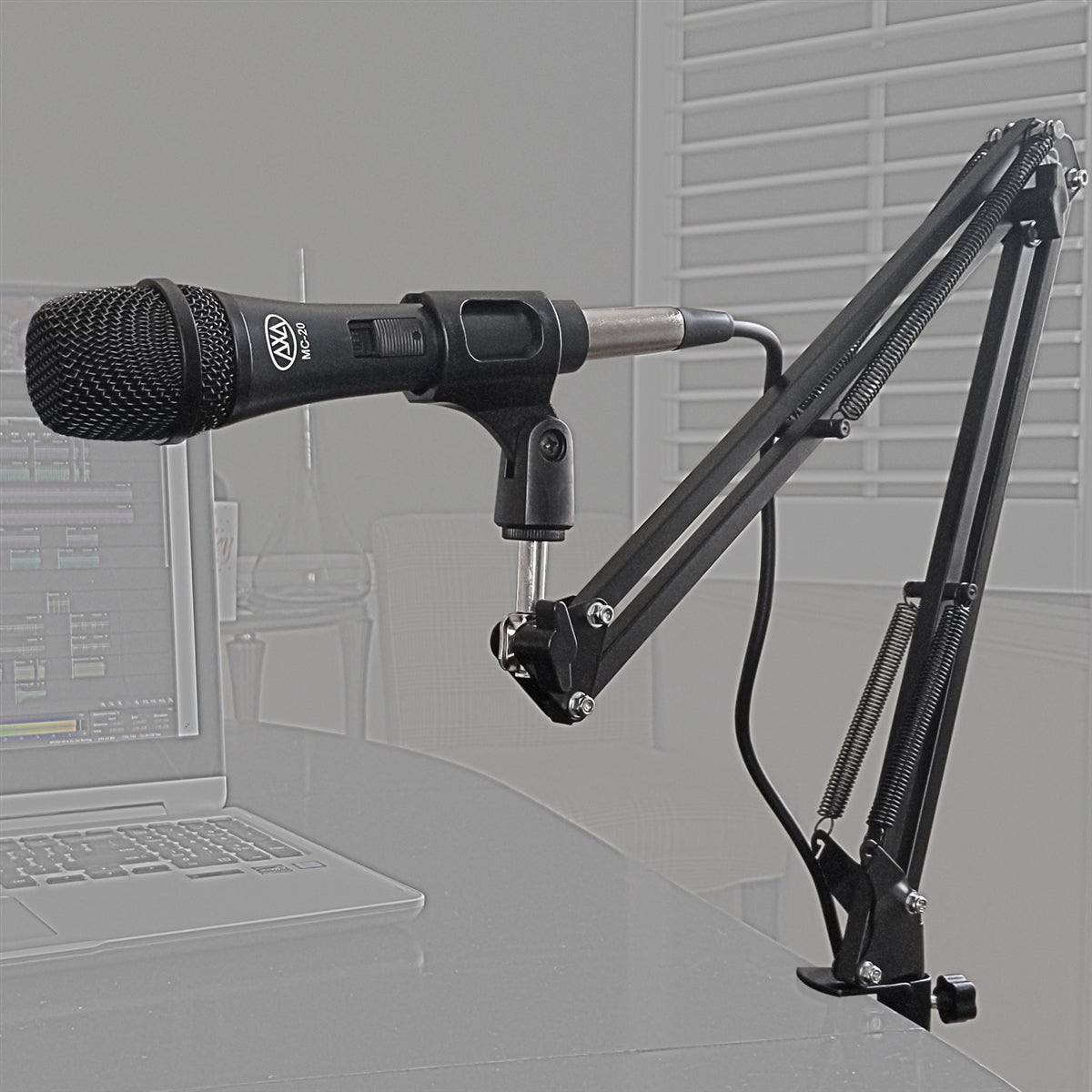 AxcessAbles MC-20 Dynamic Mic Bundle - Live/Studio/Recording/Podcasting - Desktop Boom Arm, Pop Filter & 10' XLR Cable
