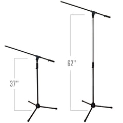 AxcessAbles MS-101 Microphone Stand with Boom Arm and XLR-XLR20 Audio Cable Pack