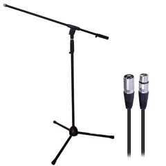 AxcessAbles MS-101 Microphone Stand with Boom Arm and XLR-XLR20 Audio Cable Pack