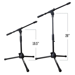Heavy-Duty Tripod Low Profile Microphone Stand with Telescoping Boom