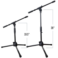 AxcessAbles MS-101L Low Profile Microphone Stand with Boom (2-Pack)