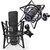 AxcessAbles Universal Microphone Spider Shock Mount with 4 Adapters. Spider Recording Mic Shockmount compatible with Rode NT1-A NT2-A Procaster AT2020 AT2020USB MXL990 770 R77 U87 - Open Box