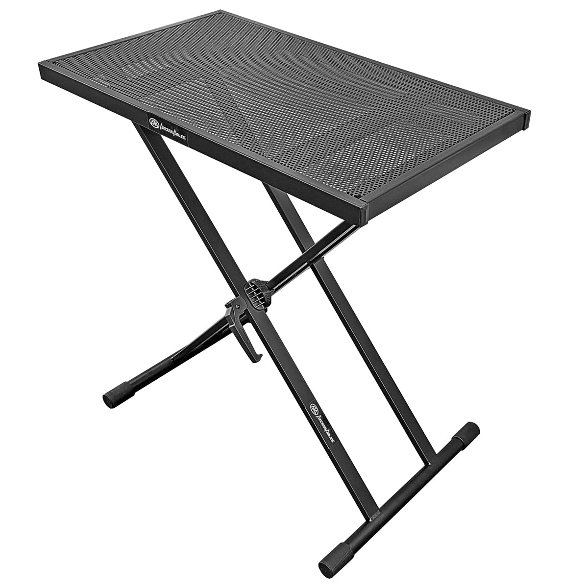AxcessAbles Portable DJ Table Stand with Double-X Braced Keyboard Stand and Vented Media Table Tray - Works as a Recording Mixer Stand Desk, DJ Booth or Synth Stand (MTS-01)