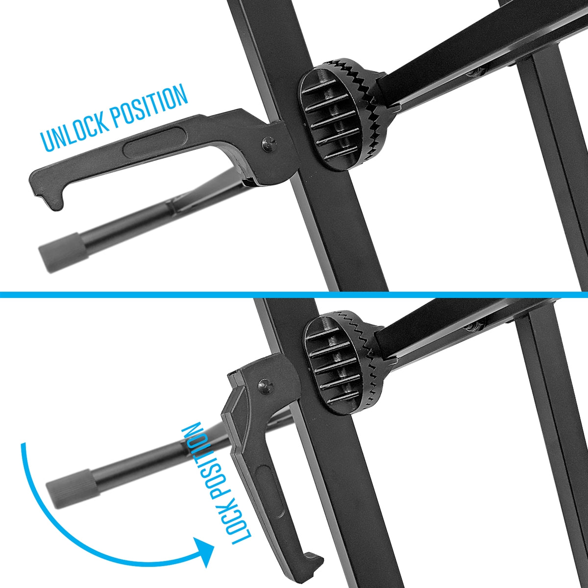 AxcessAbles Portable DJ Table Stand with Double-X Braced Keyboard Stand and Vented Media Table Tray - Works as a Recording Mixer Stand Desk, DJ Booth or Synth Stand (MTS-01)