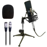 AxcessAbles MX-100 Professional Cardioid Studio Condenser Mic Bundle with Shock Mount, Desktop Mount Mic Swivel Boom Arm, Pop Filter & Cable - Ideal for Studio Recording & Broadcasting