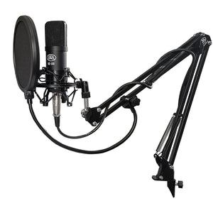 AxcessAbles MX-100 Professional Cardioid Studio Condenser Mic Bundle with Shock Mount, Desktop Mount Mic Swivel Boom Arm, Pop Filter & Cable - Ideal for Studio Recording & Broadcasting