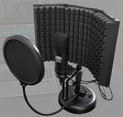 AxcessAbles MX-715 USB Condenser Microphone with Desktop Isolation Shield Bundle