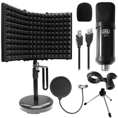 AxcessAbles MX-715 USB Condenser Microphone with Desktop Isolation Shield Bundle