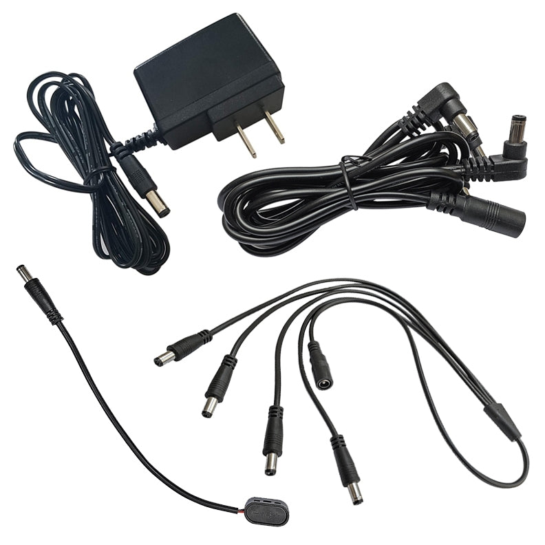 AxcessAbles Effect Pedal Power Supply Bundle with 9V Adapter / 9V Battery Snap Connector/Daisy Chain Cable/Parallel Chain Cable