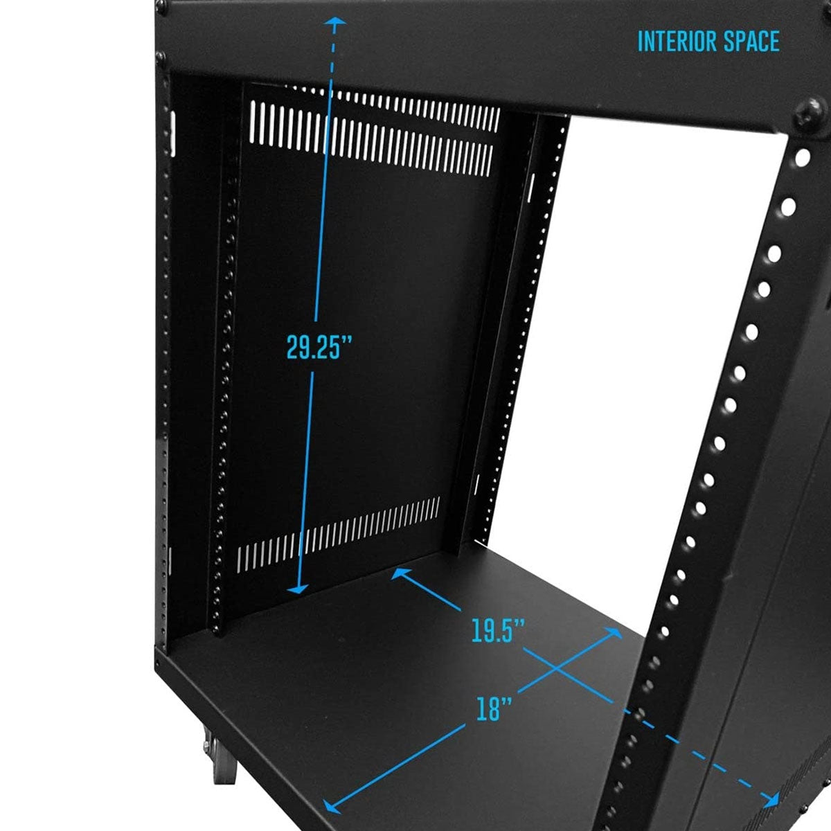 AxcessAbles RK 16U 19 Inch Cabinet AV Rack Stand with Wheels. With Open-Frame Rack Install Option and Removable Wheels. For Audio Video, DJ, Home Theater, Network, Server Equipment, Sound Studio