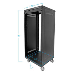 AxcessAbles RK 22U Rack-Mount Cabinet Case w/Caster Wheels (Compatible with US 5mm & European 6mm Rack Standards.) Rack for AV, DJ, Home Theater, Network, Server, Computer, Electronics