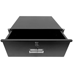 AxcessAbles 4U Locking Media Rack Storage Drawer | 45LB Capacity | Compatible with 19-Inch Rack-mount Server Racks and AV Equipment Cabinets. 15 inch Deep Metal Network Rack Drawer.(RKDRAWER4U)