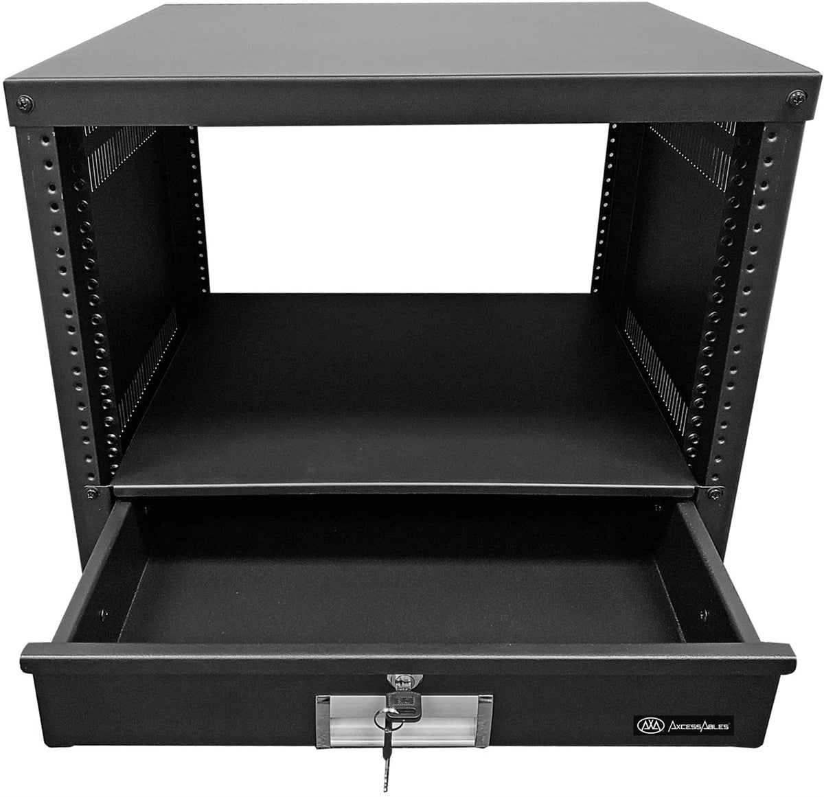 AxcessAbles 2U Locking Rack Drawer | 15 inch Deep Secured Metal Server Rack Mount Storage Drawer | 45lb Capacity | Compatible with 19-Inch Networking Racks, Audio Video Equipment Cabinets (RKDRAWER2U)