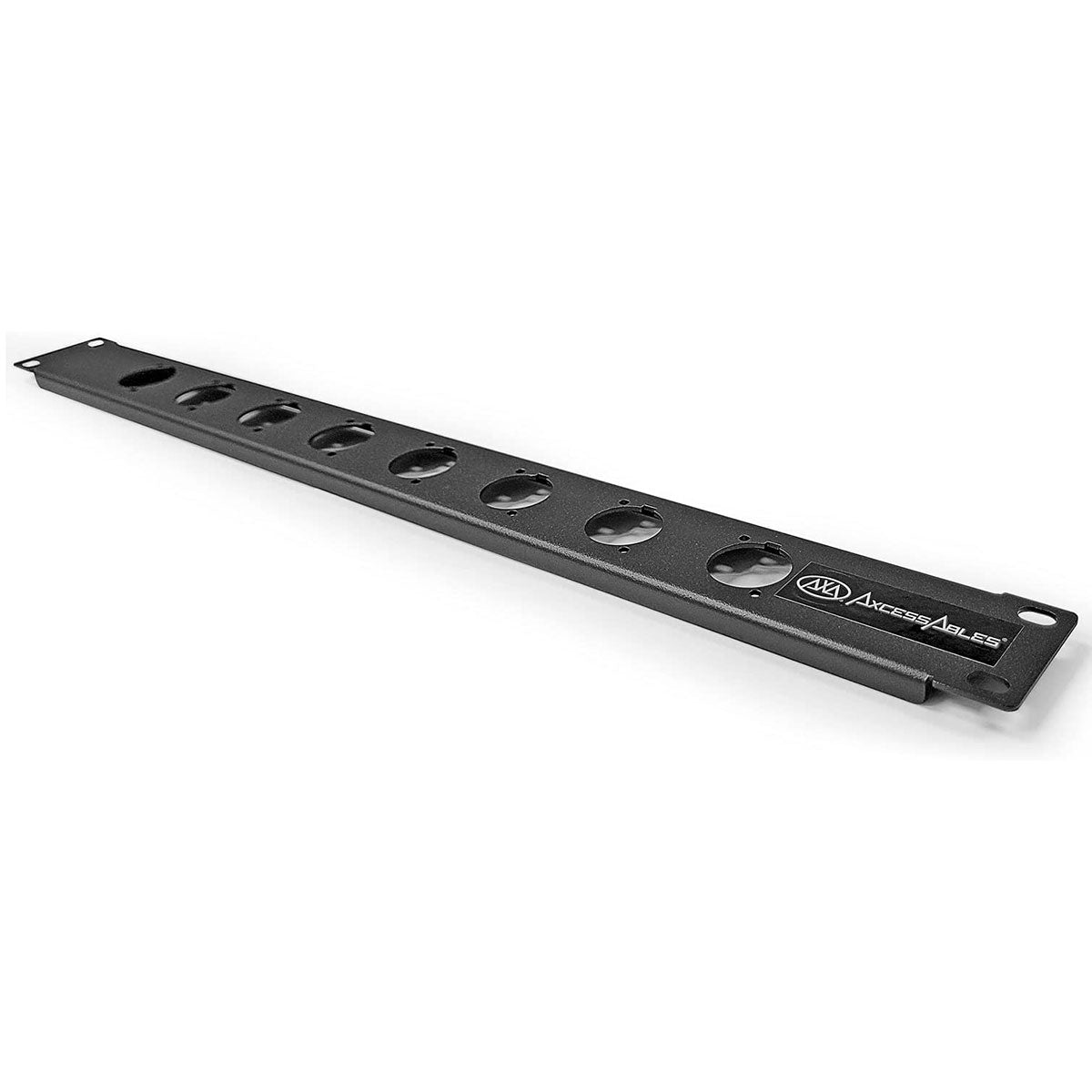 AxcessAbles RKINPUT1U 1U D-Series 8 Connectors Punch-out Component Panel for 19 inch AV, Sound, Computer Equipment Racks. Patch panel compatible with XLR, Speakon, Neutrik Outputs.