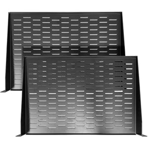 AxcessAbles 1U Vented Server Rack Shelf | 1U Universal Rack Shelf with Protective Edges for 19" AV Equipment Rack & Cabinet| 12" Deep with Edges. | Single Cast Steel| 44lb Capacity (2-Pack)