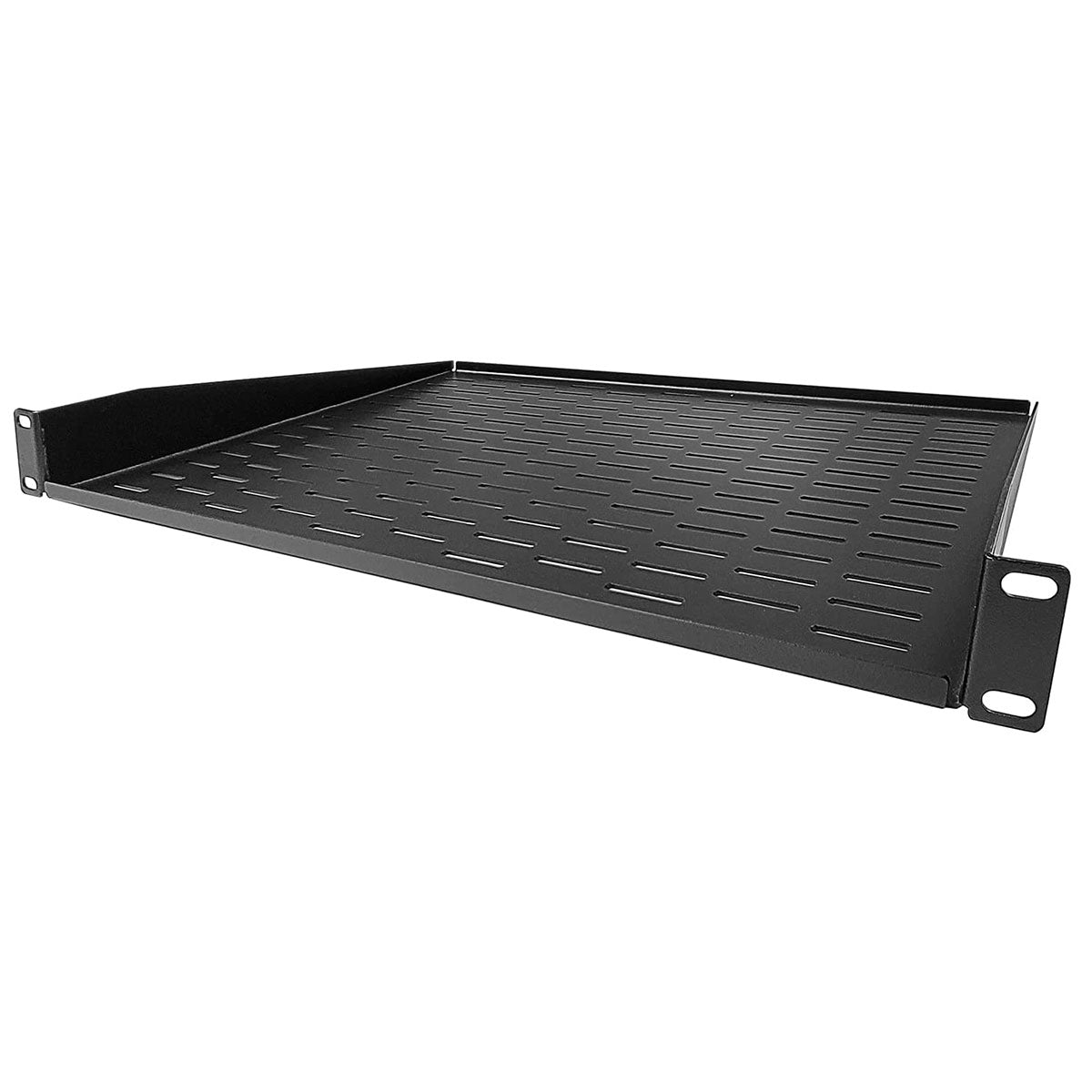 AxcessAbles 1U Vented Server Rack Shelf | 1U Universal Rack Shelf with Protective Edges for 19" AV Equipment Rack & Cabinet| 12" Deep with Edges. | Single Cast Steel| 44lb Capacity (2-Pack) - OB