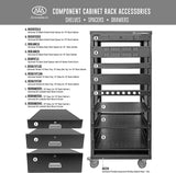 AxcessAbles 1U Vented Server Rack Shelf | 1U Universal Rack Shelf with Protective Edges for 19" AV Equipment Rack & Cabinet| 12" Deep with Edges. | Single Cast Steel| 44lb Capacity (2-Pack)