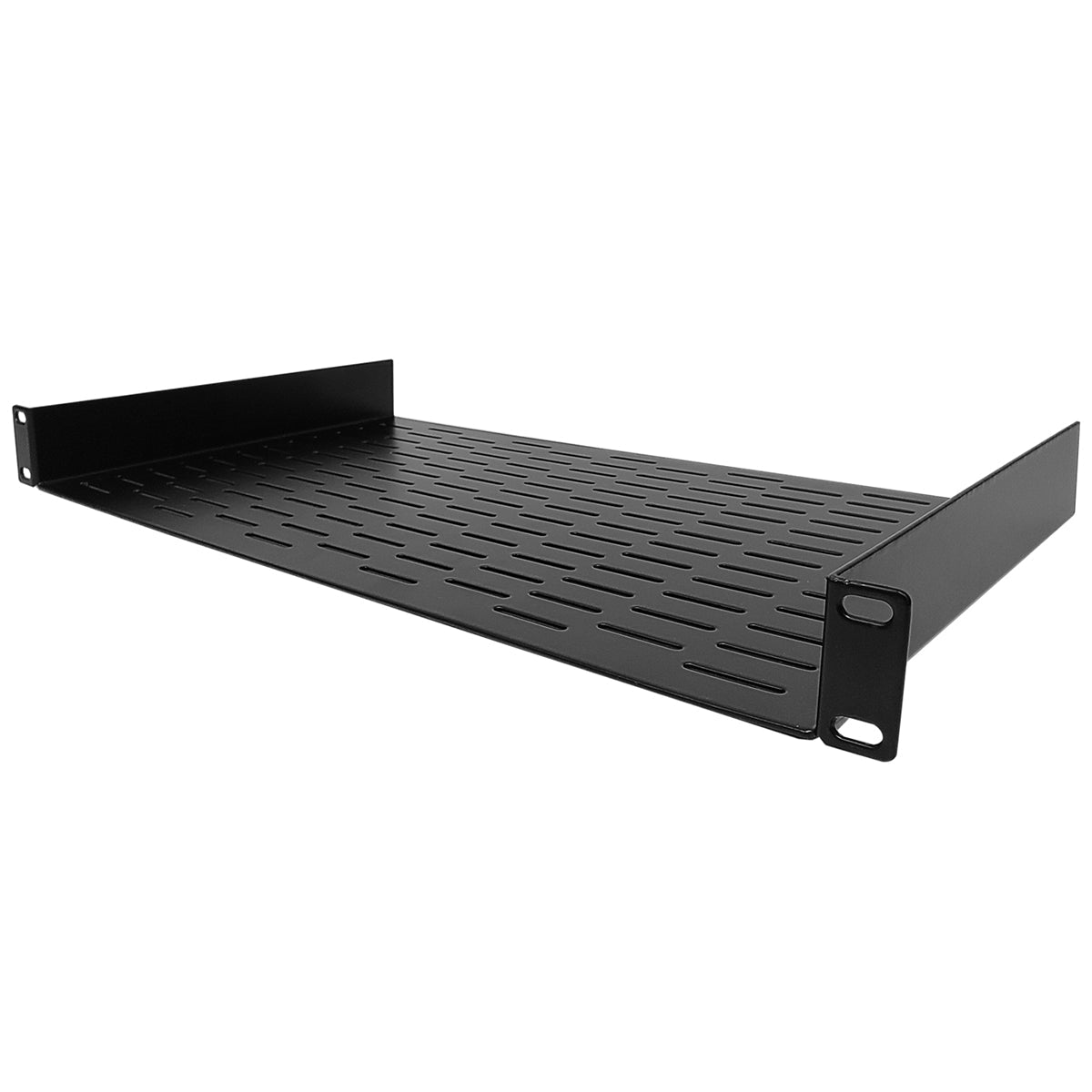 AxcessAbles 1U Vented AV Cantilever Rack Shelf for 19 Inch Equipment Rack & IT Cabinets. No Front/Back Edges. 10 Inches Deep. 44LB Capacity