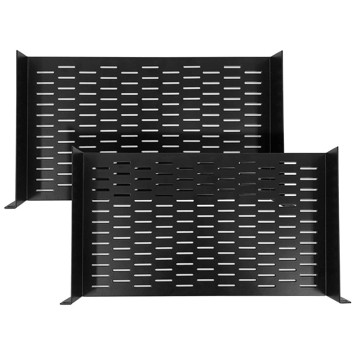 AxcessAbles 1U Vented AV Cantilever Rack Shelf for 19 Inch Equipment Rack & IT Cabinets. 10 Inches Deep No Lips. 44lb Capacity (2 Pack) - Open Box