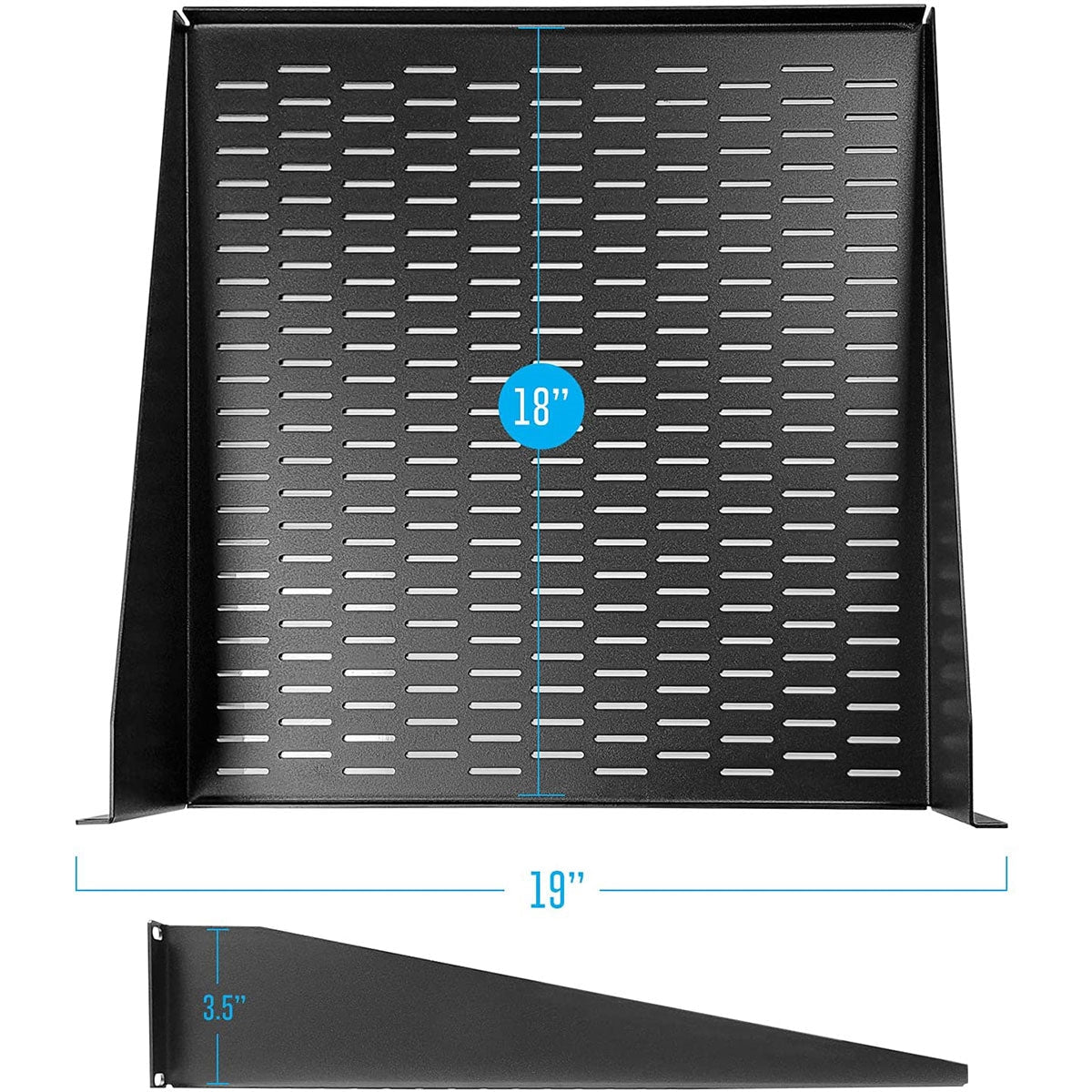 AxcessAbles 2U Vented Rack Shelf - 2 Pack | Rack Trays for 19 Inch Equipment Rack Cabinets | 18" Deep Rackmount Shelf with Lips | 50lb Capacity (2-Pack)