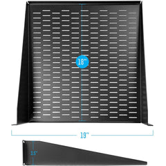 AxcessAbles 2U Vented Rack Shelf - 2 Pack | Rack Trays for 19 Inch Equipment Rack Cabinets | 18" Deep Rackmount Shelf with Lips | 50lb Capacity (2-Pack)