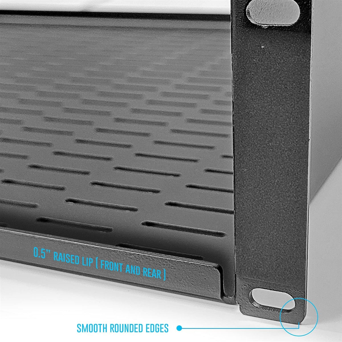 AxcessAbles 2U Vented Rack Shelf - 2 Pack | Rack Trays for 19 Inch Equipment Rack Cabinets | 18" Deep Rackmount Shelf with Lips | 50lb Capacity (2-Pack)