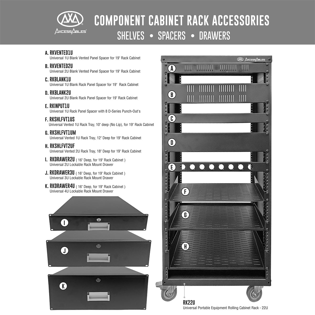 1U Vented Spacer Rack-Mount Panel for 19 inch Equipment and Server ...